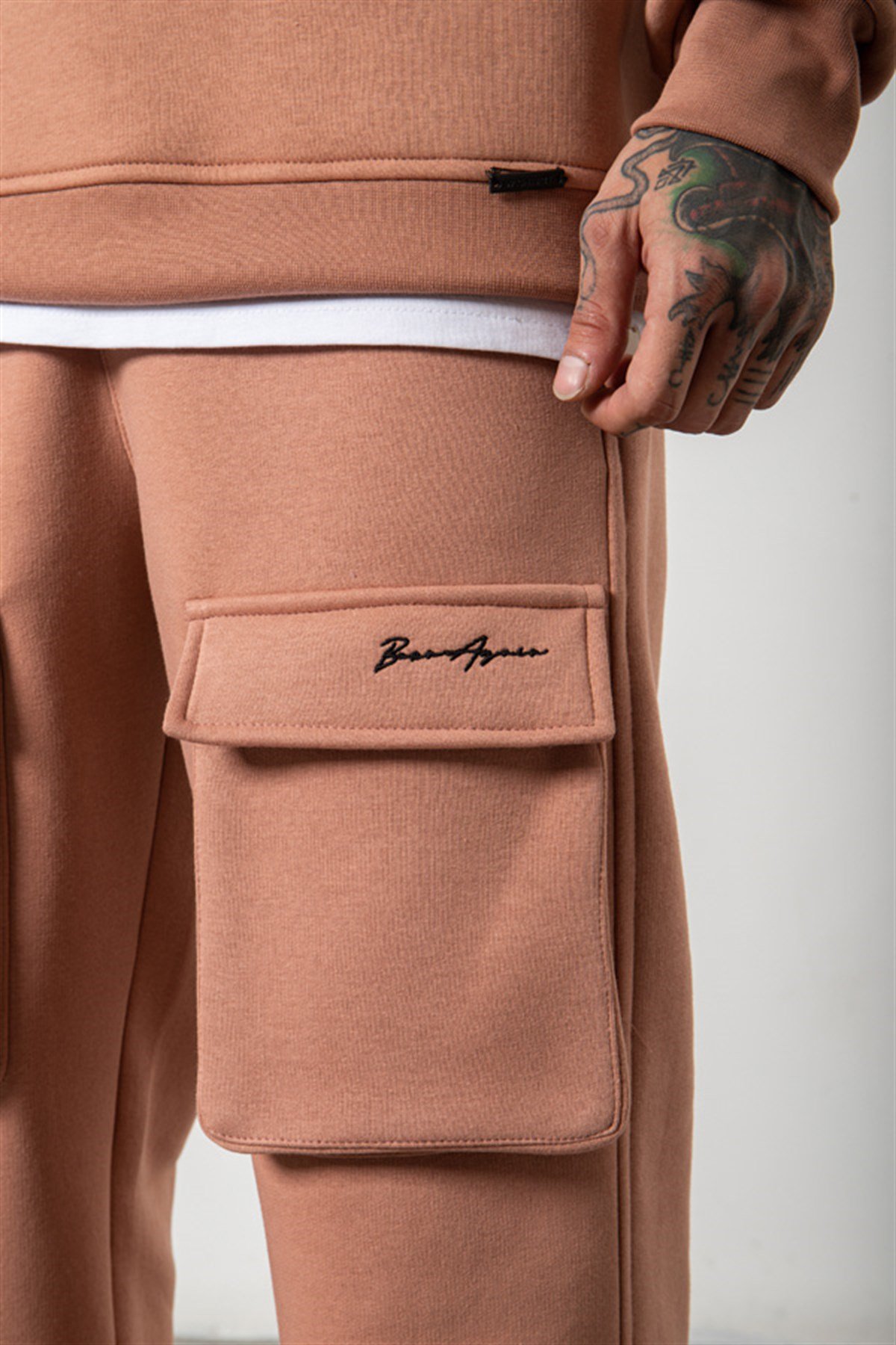 Oversize Çift Çepli Born Again Nakışlı Eşofman COPPER