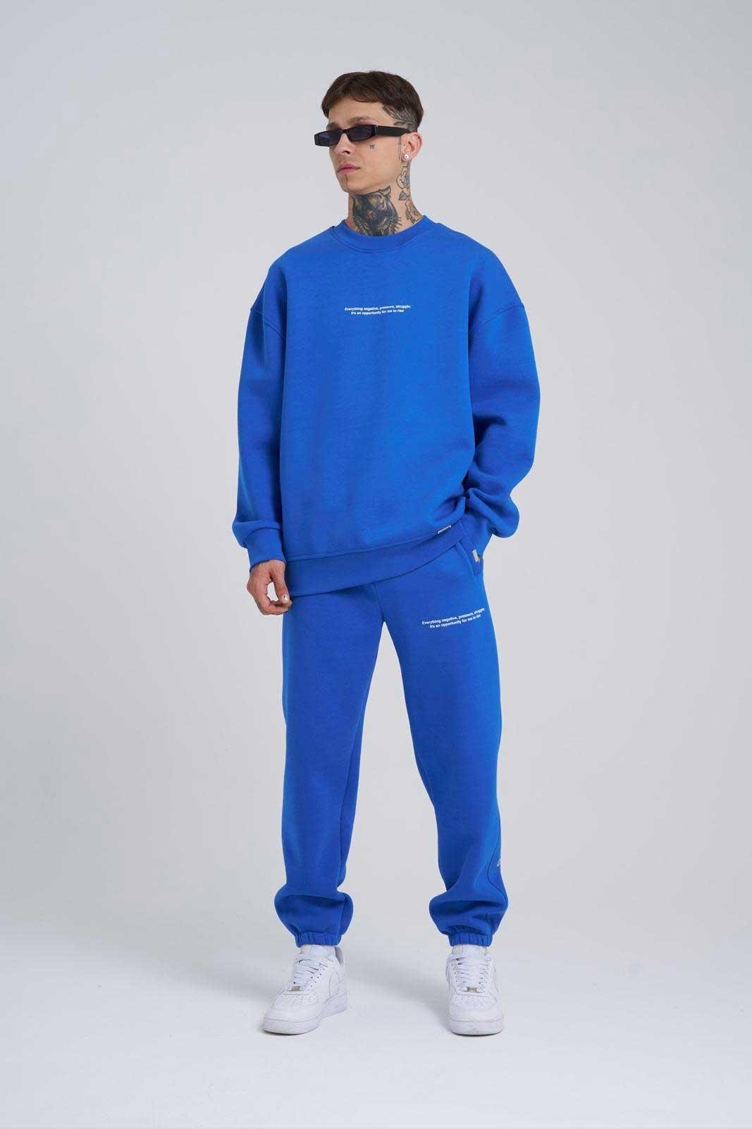 Erkek Follow Your Baskılı Oversize Saks Eşofman Altı