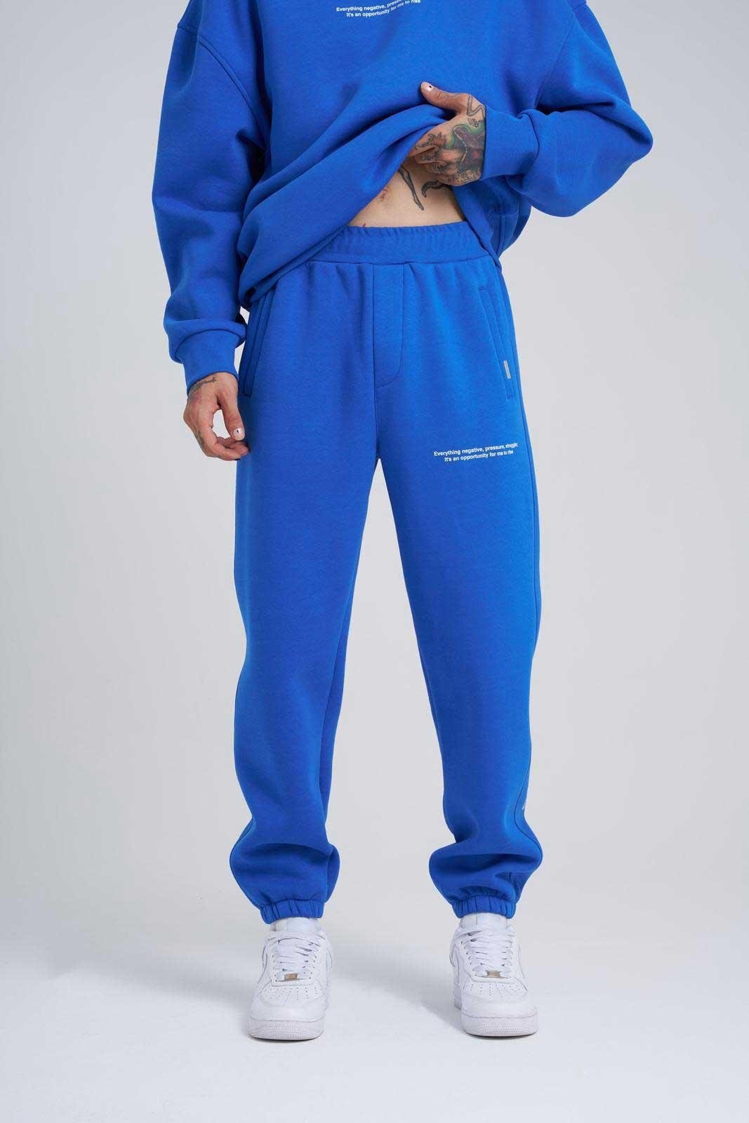 Erkek Follow Your Baskılı Oversize Saks Eşofman Altı