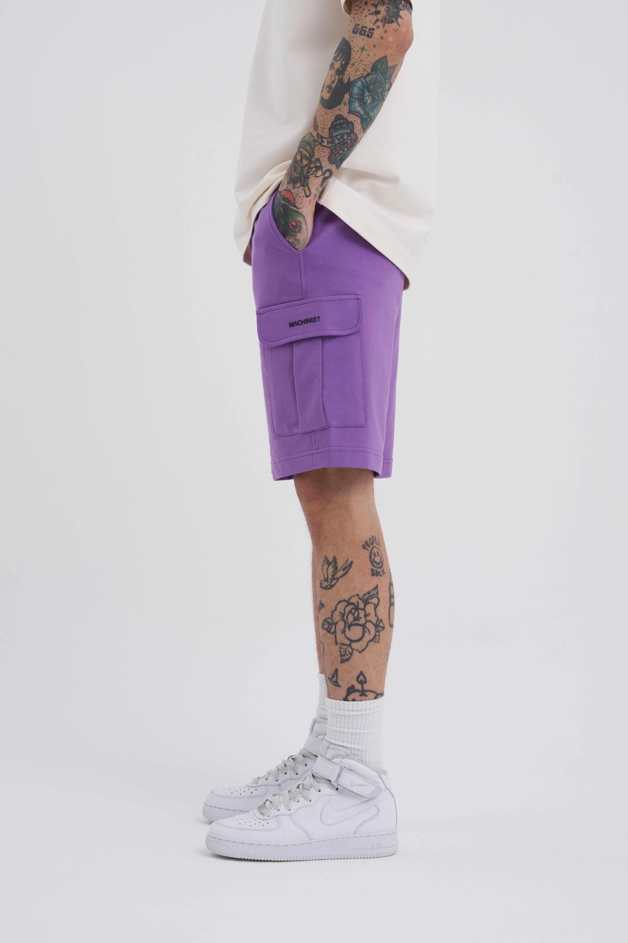 RELAXED KARGO CEPLİ BASIC ŞORT NEW PURPLE