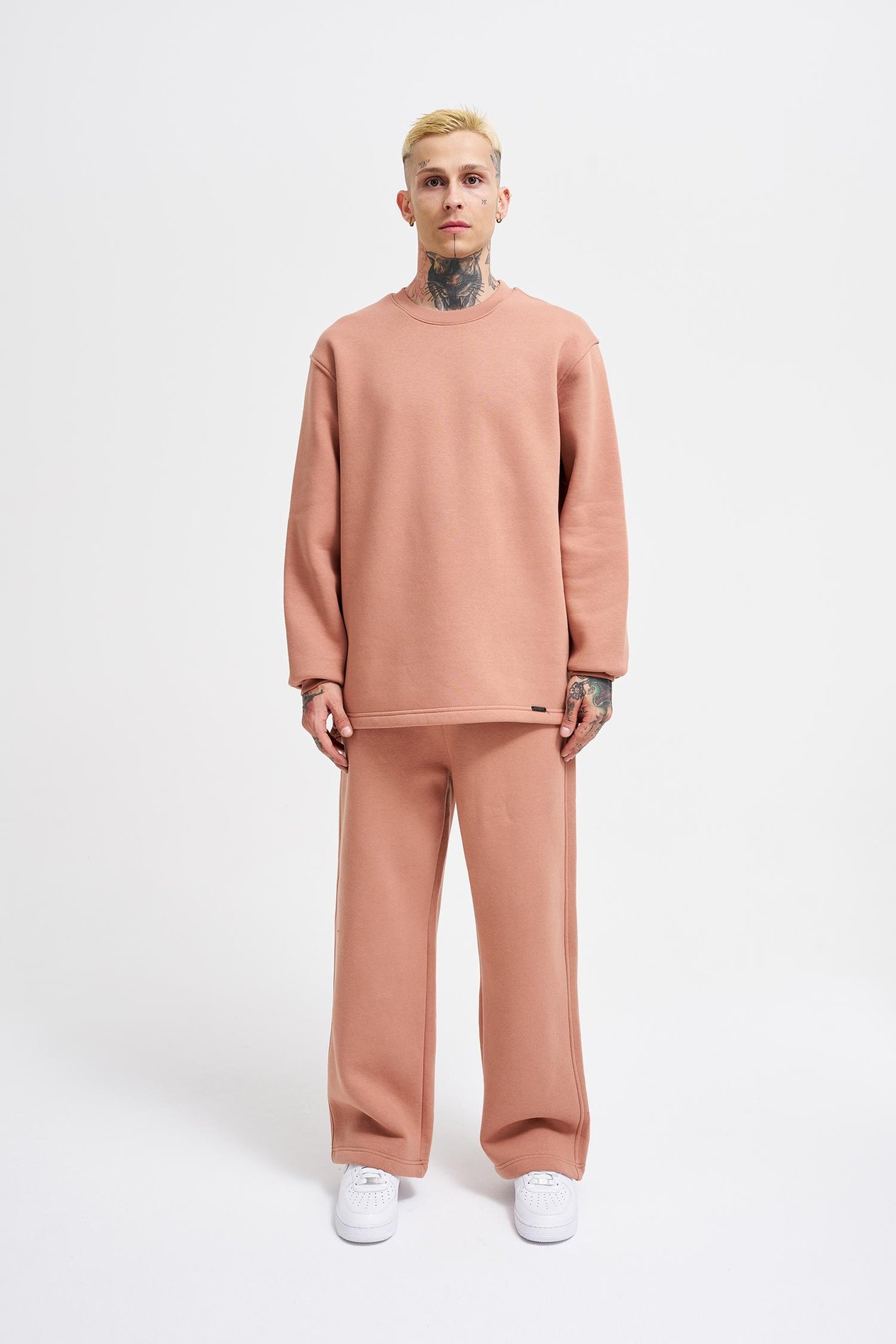 Relaxed Yırtmaçlı Bisiklet Yaka Basic Sweatshirt COPPER