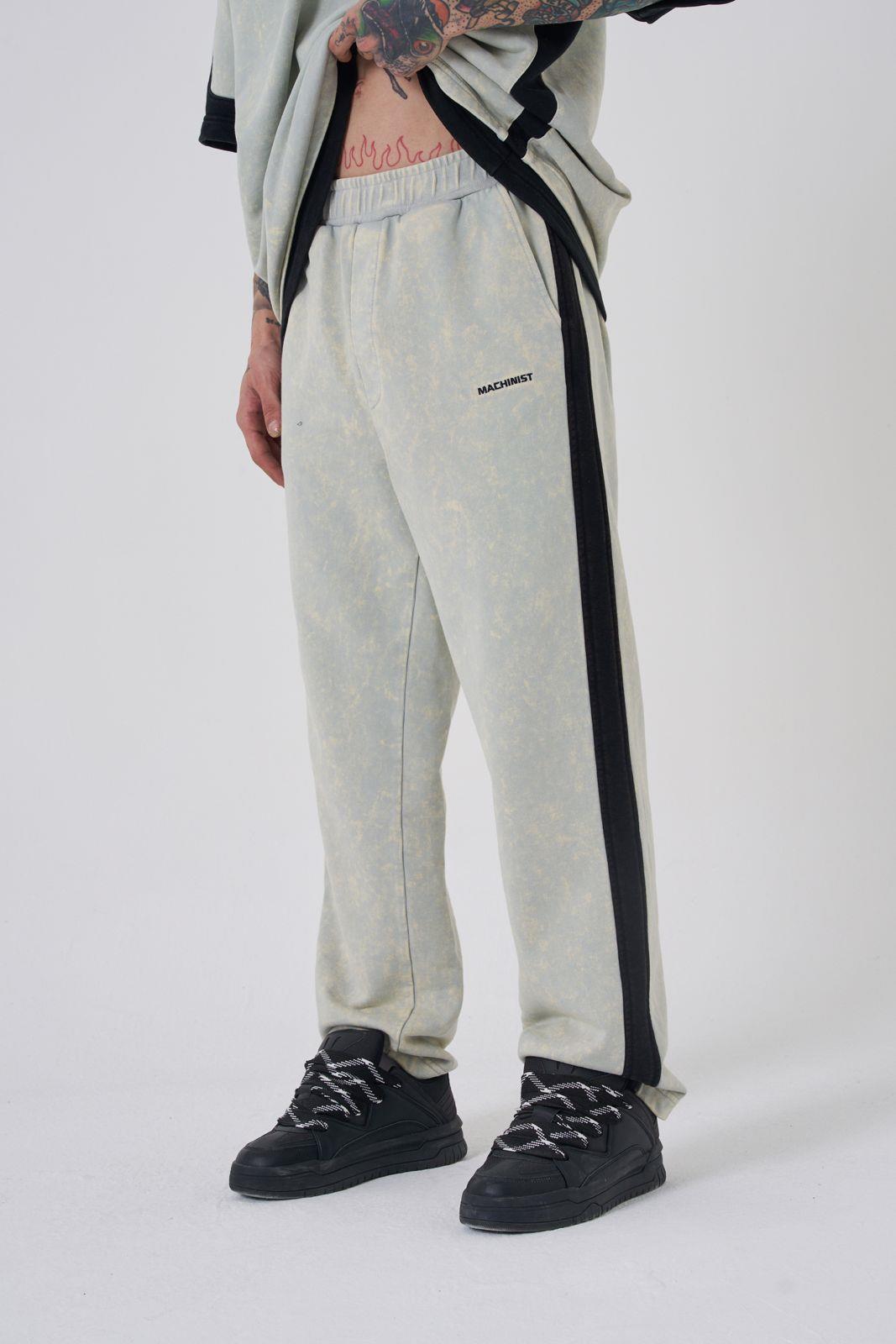 Erkek Yıkamalı Contrast Baggy Açık Bej Eşofman Altı