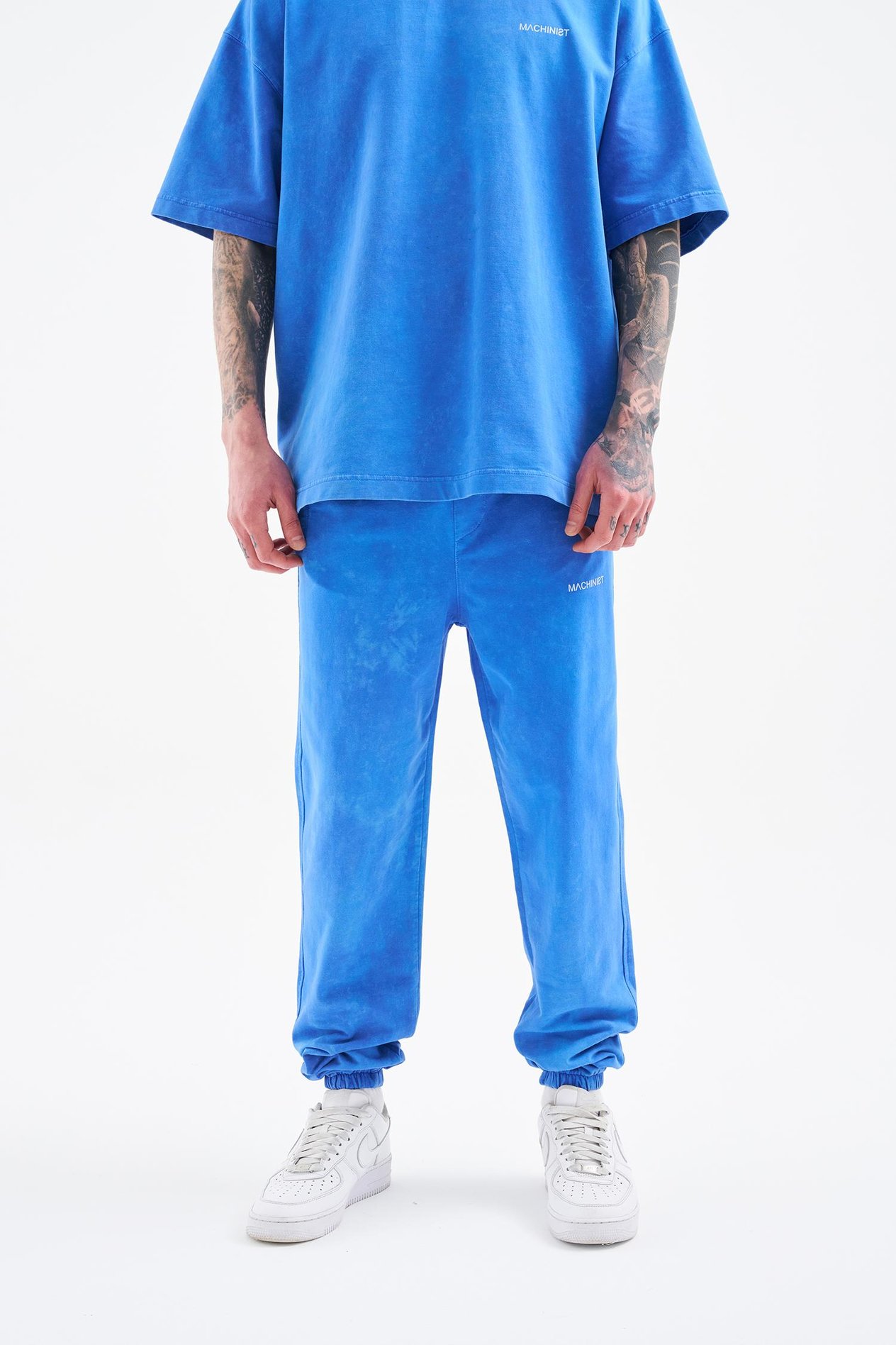 Erkek Relaxed Yıkamalı Soft Blue Spotted Eşofman Altı