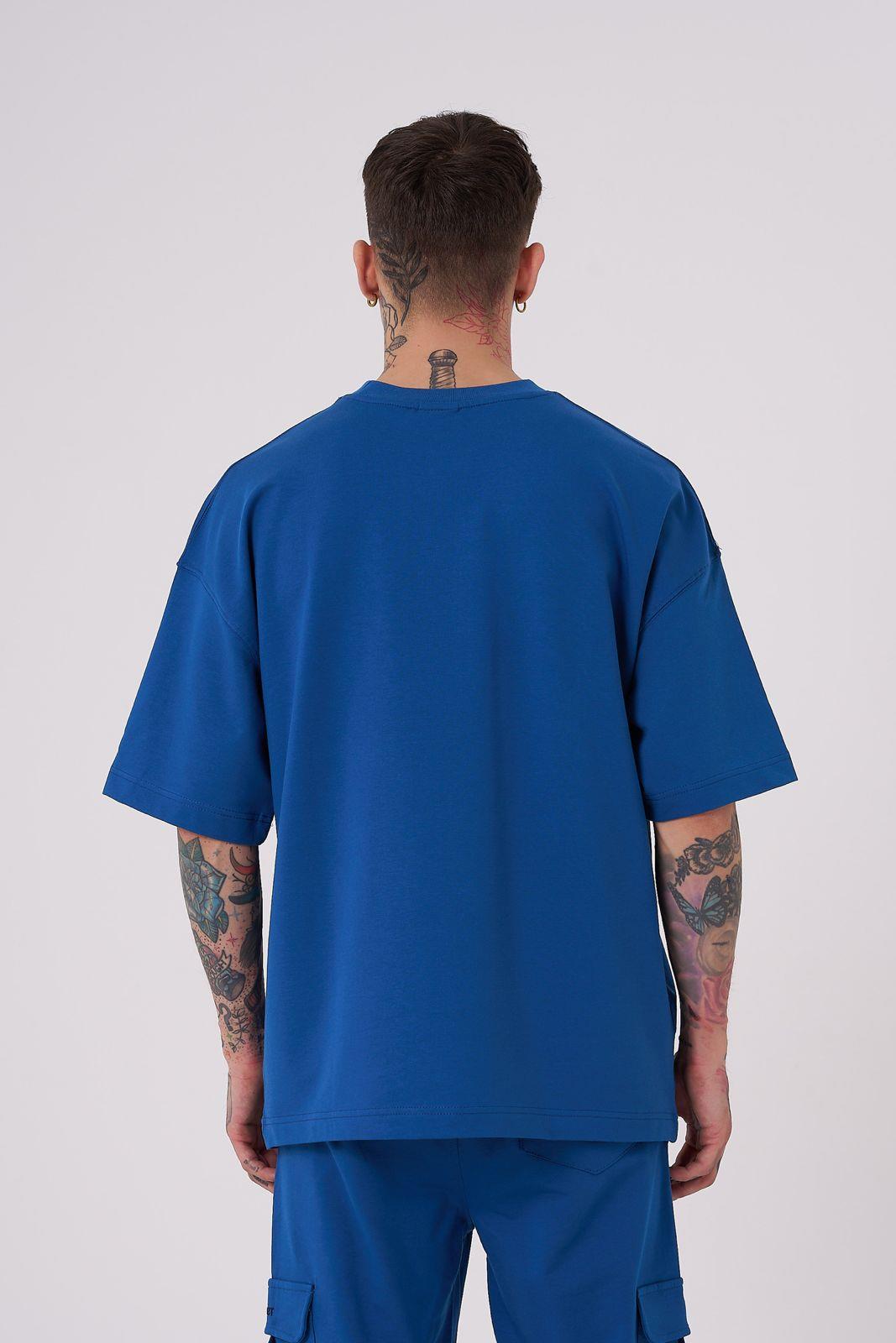 UNISEX OVERSIZE BASIC PAMUKLU T-SHIRT NEW INDIGO