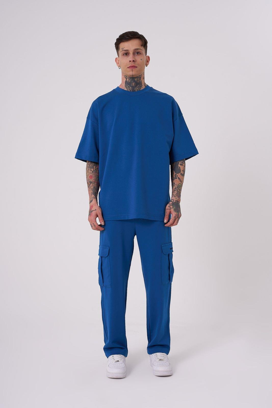 UNISEX OVERSIZE BASIC PAMUKLU T-SHIRT NEW INDIGO