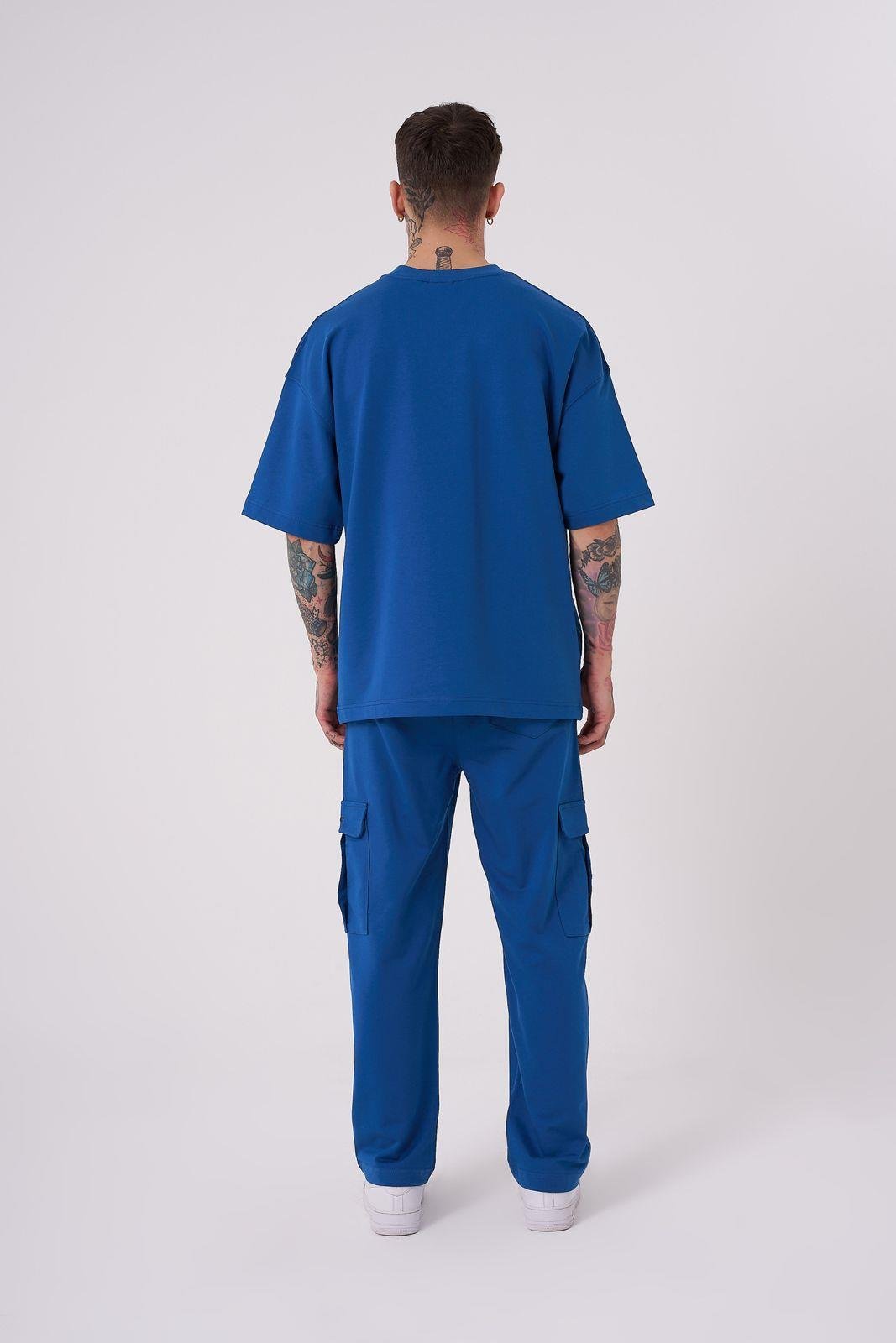UNISEX OVERSIZE BASIC PAMUKLU T-SHIRT NEW INDIGO