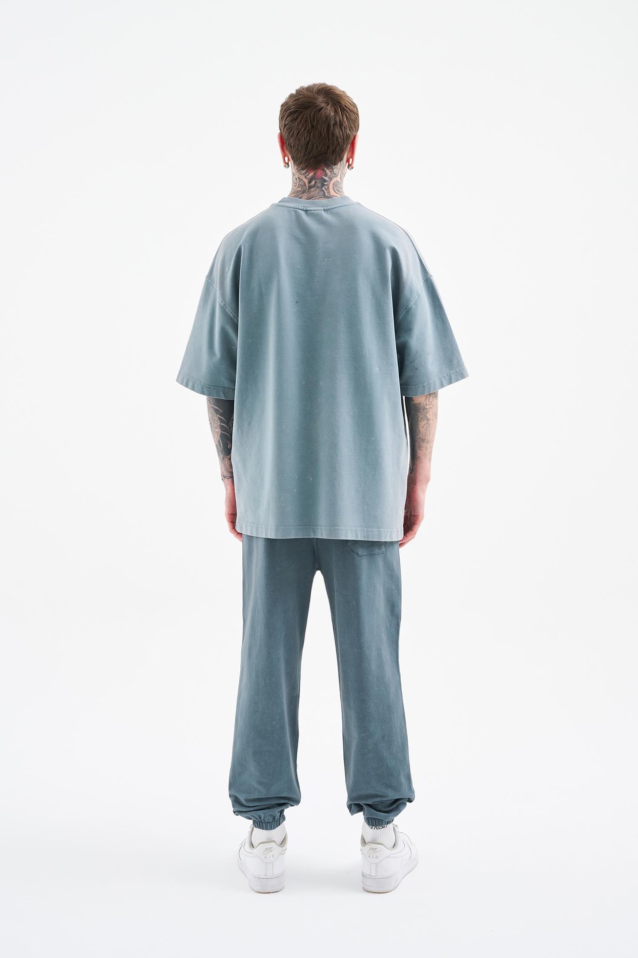 UNISEX OVERSIZE YIKAMALI LUXURY BASIC T-SHIRT GHOST CLOUDY