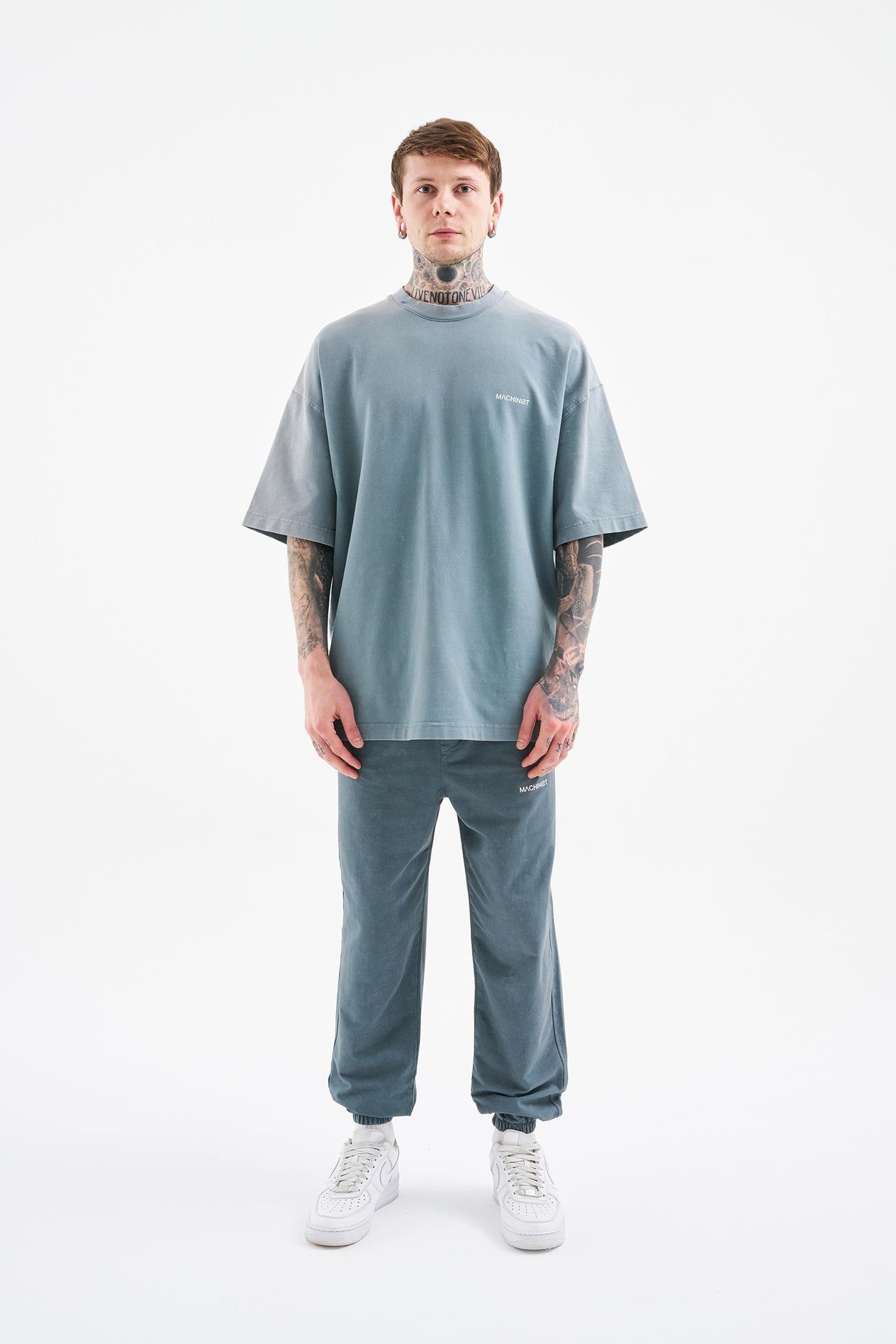 UNISEX OVERSIZE YIKAMALI LUXURY BASIC T-SHIRT GHOST CLOUDY