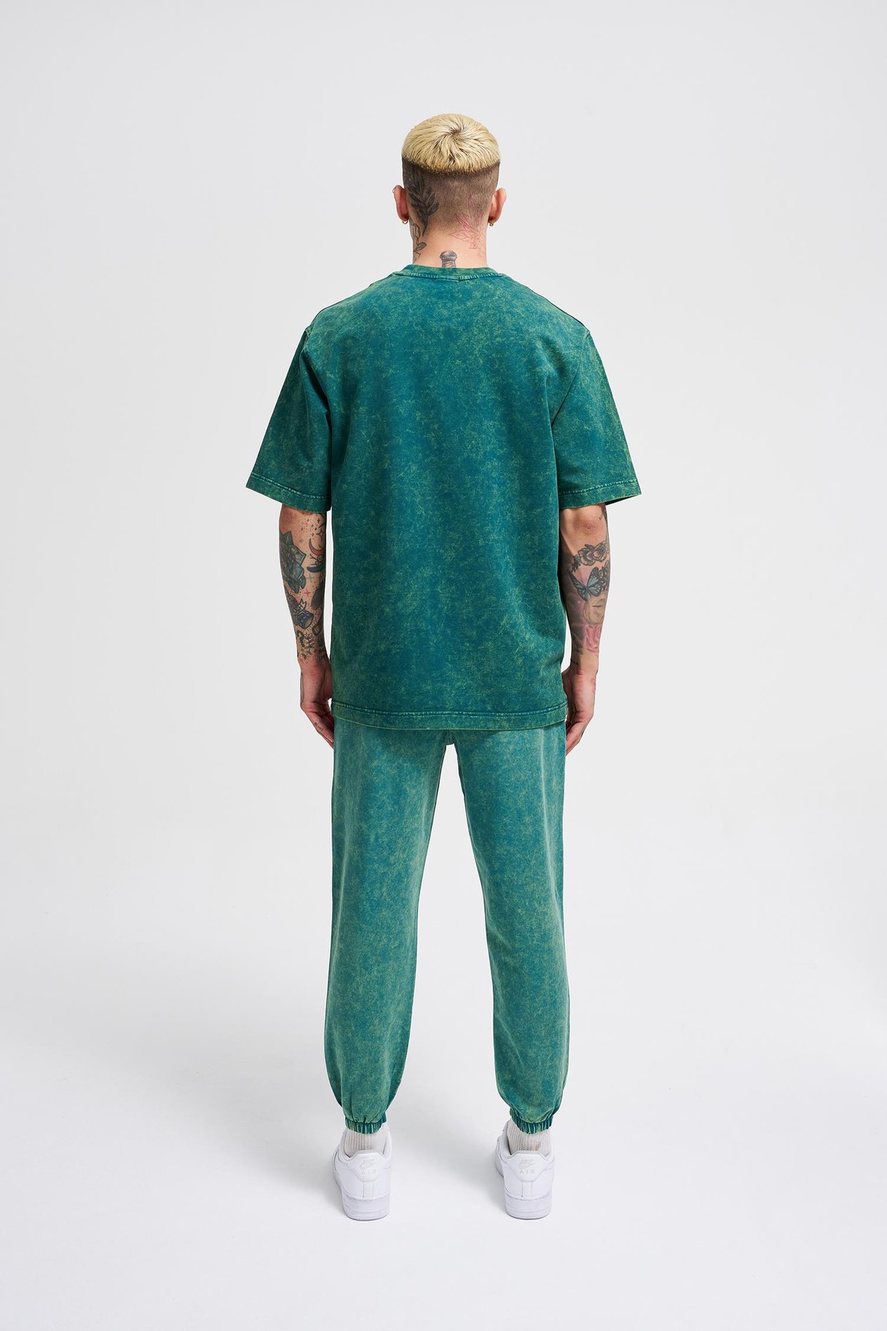 UNISEX RELAXED YIKAMALI BASIC T-SHIRT OIL GREEN SPOTTED
