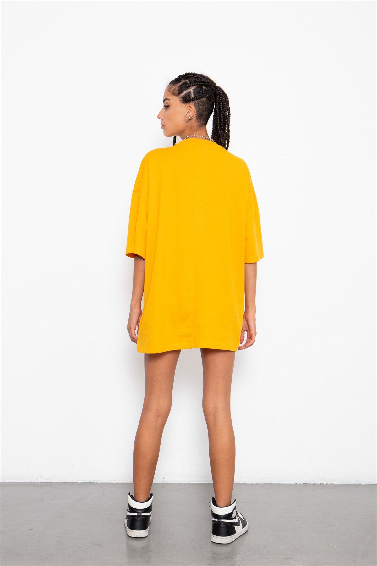Oversize Old Scholl Basic Hardal Kadın T-Shirt