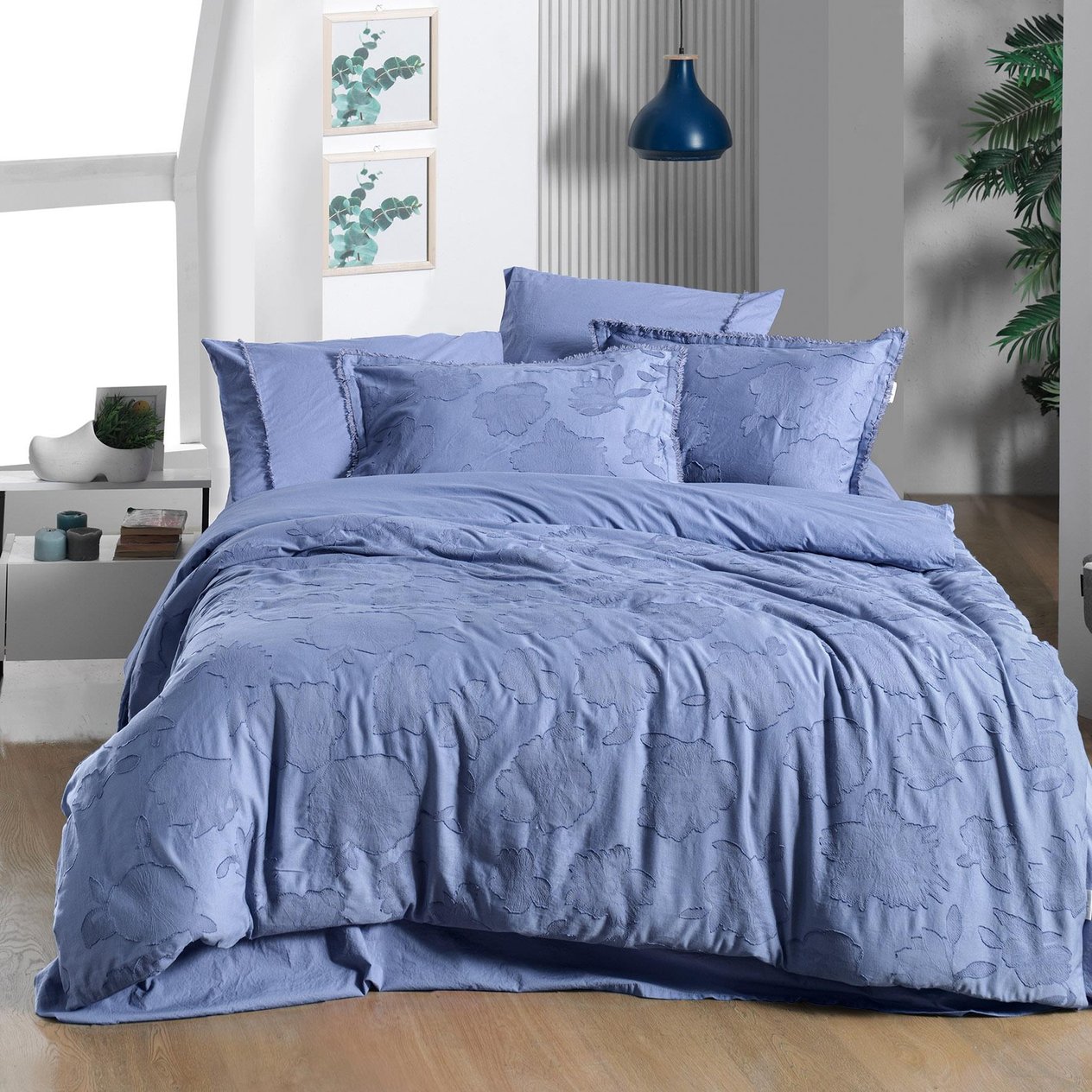Sarev Prado Mavi King Size (Battal Boy) %100 Pamuk Mood Comfort Nevresim Takımı