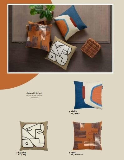 Sarev Ravi Dekoratif Kırlent 45*45 cm Turuncu