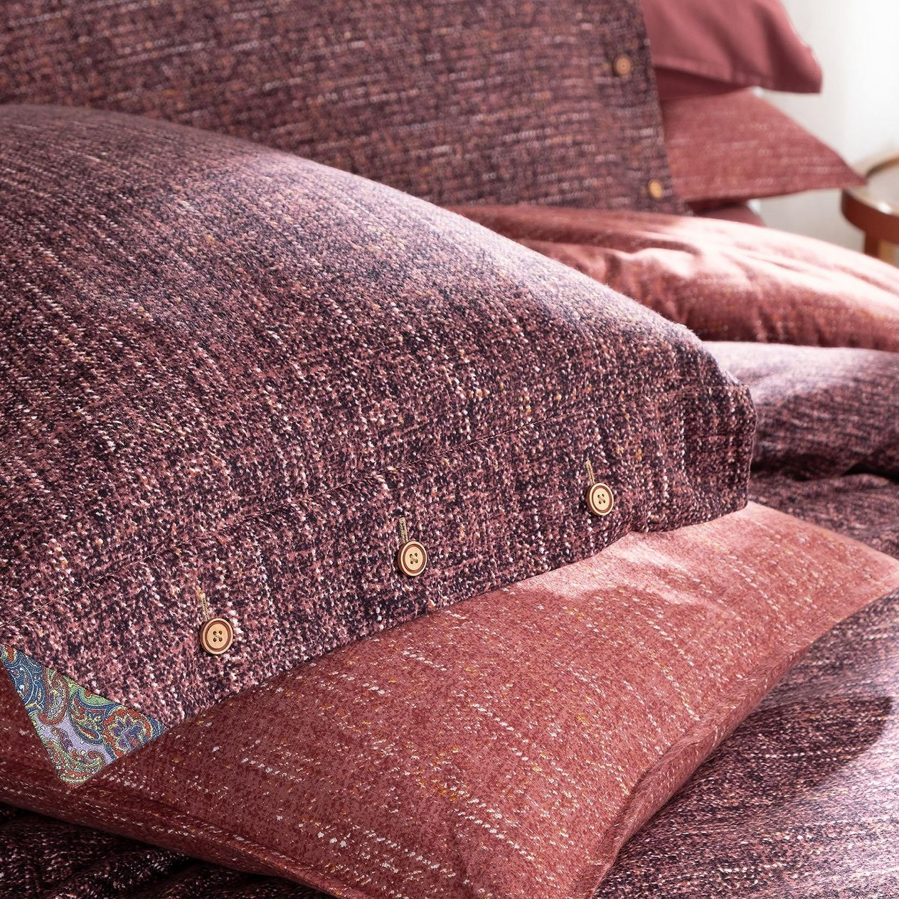 Glamis King Size (Battal Boy) %100 Pamuk Flanel (Pazen) Nevresim Takımı Bordo