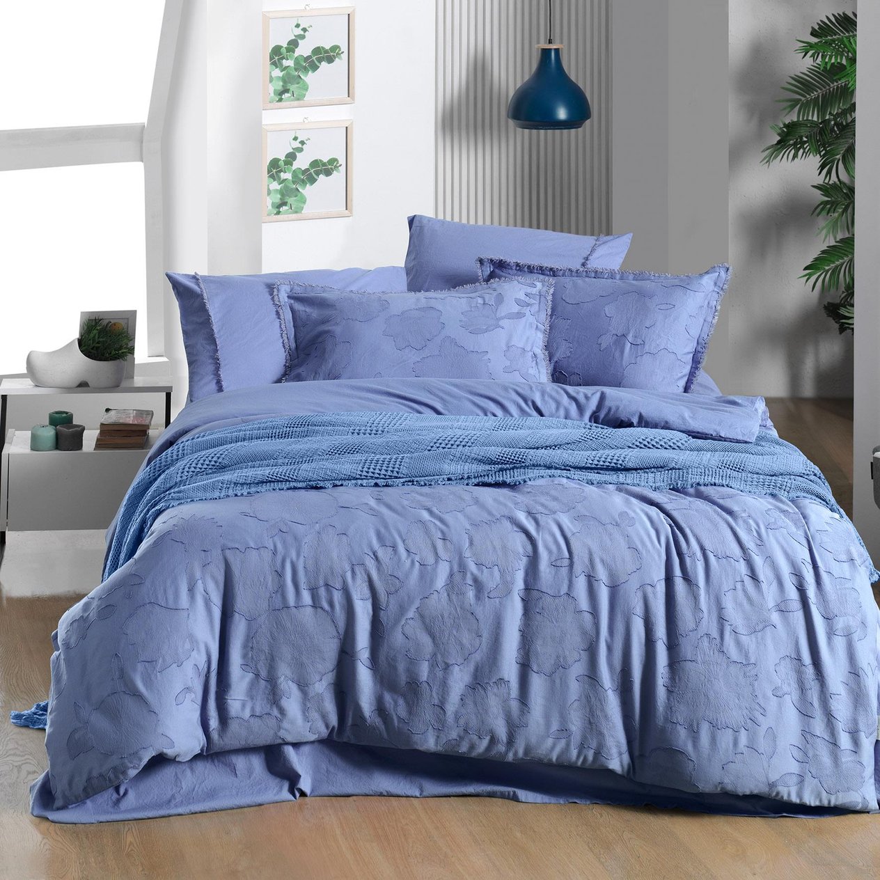 Sarev Prado Mavi King Size (Battal Boy) %100 Pamuk Mood Comfort Nevresim Takımı