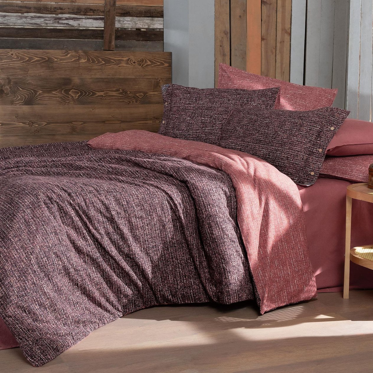 Glamis King Size (Battal Boy) %100 Pamuk Flanel (Pazen) Nevresim Takımı Bordo