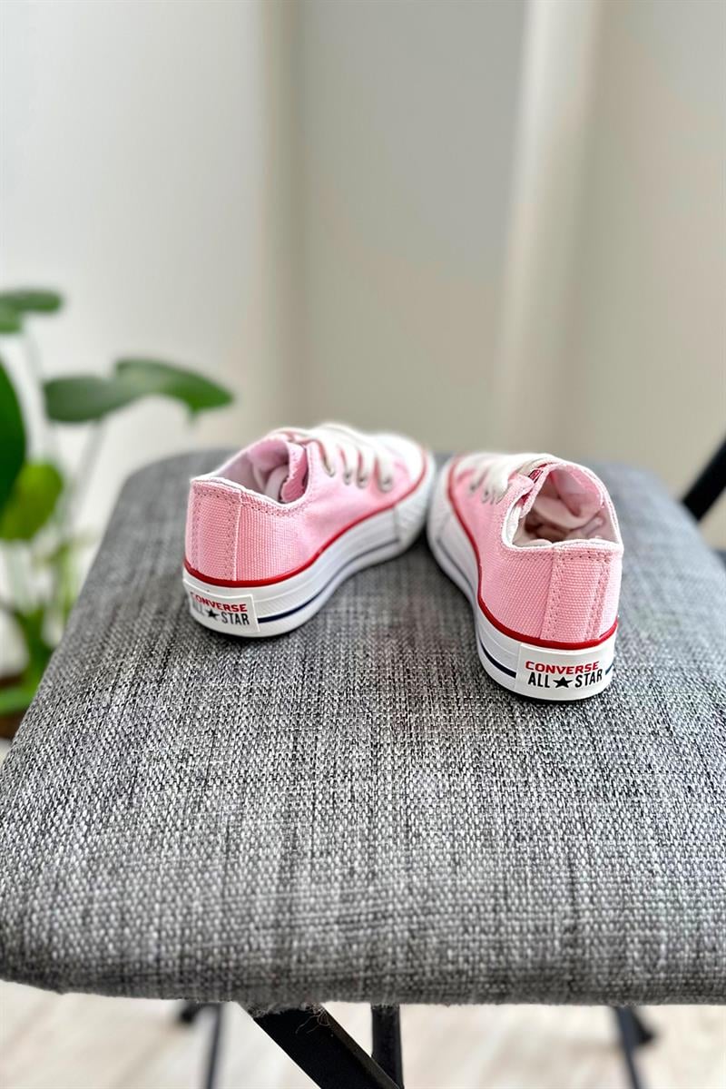 Bağcıklı Tabanı Şeritli Çocuk Spor Ayakkabı Açık Pembe