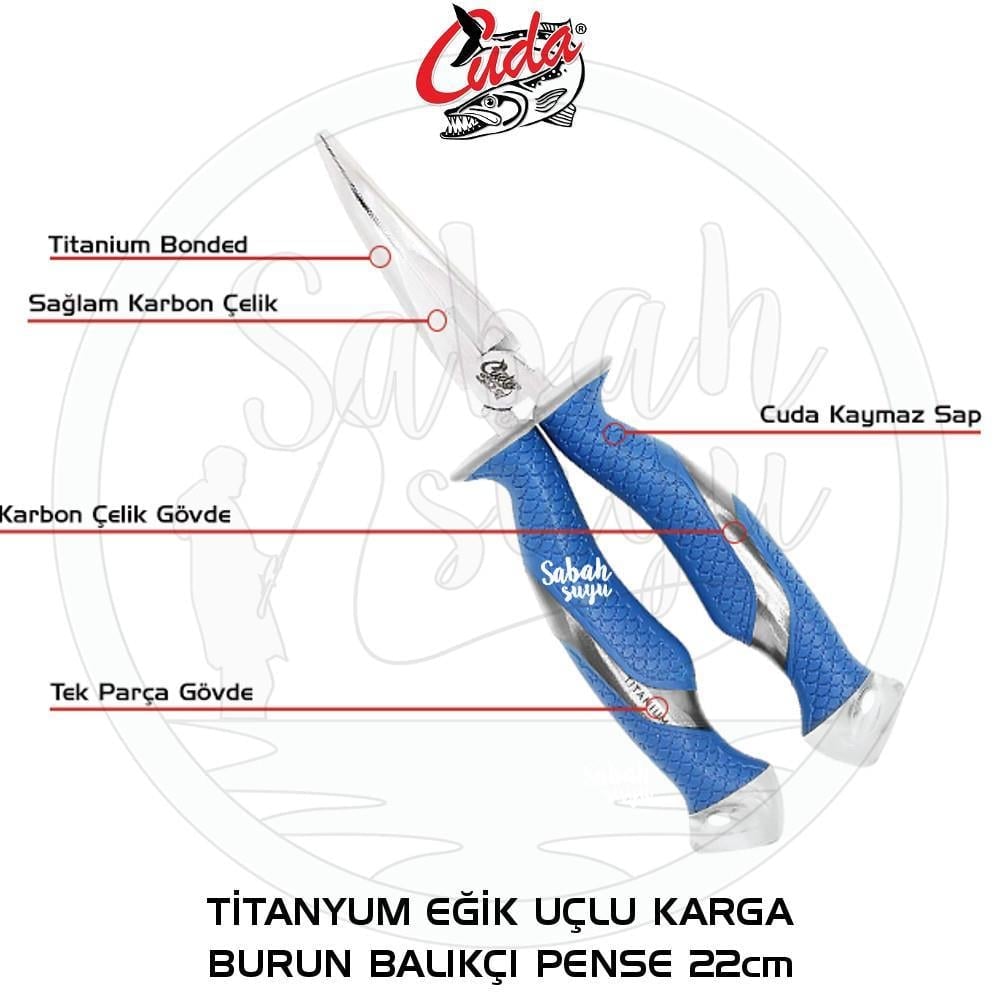 Cuda Titanyum Eğik Uçlu Kargaburun Balıkçı Pense 22cm