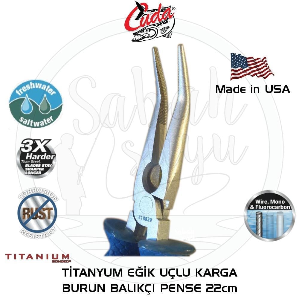 Cuda Titanyum Eğik Uçlu Kargaburun Balıkçı Pense 22cm