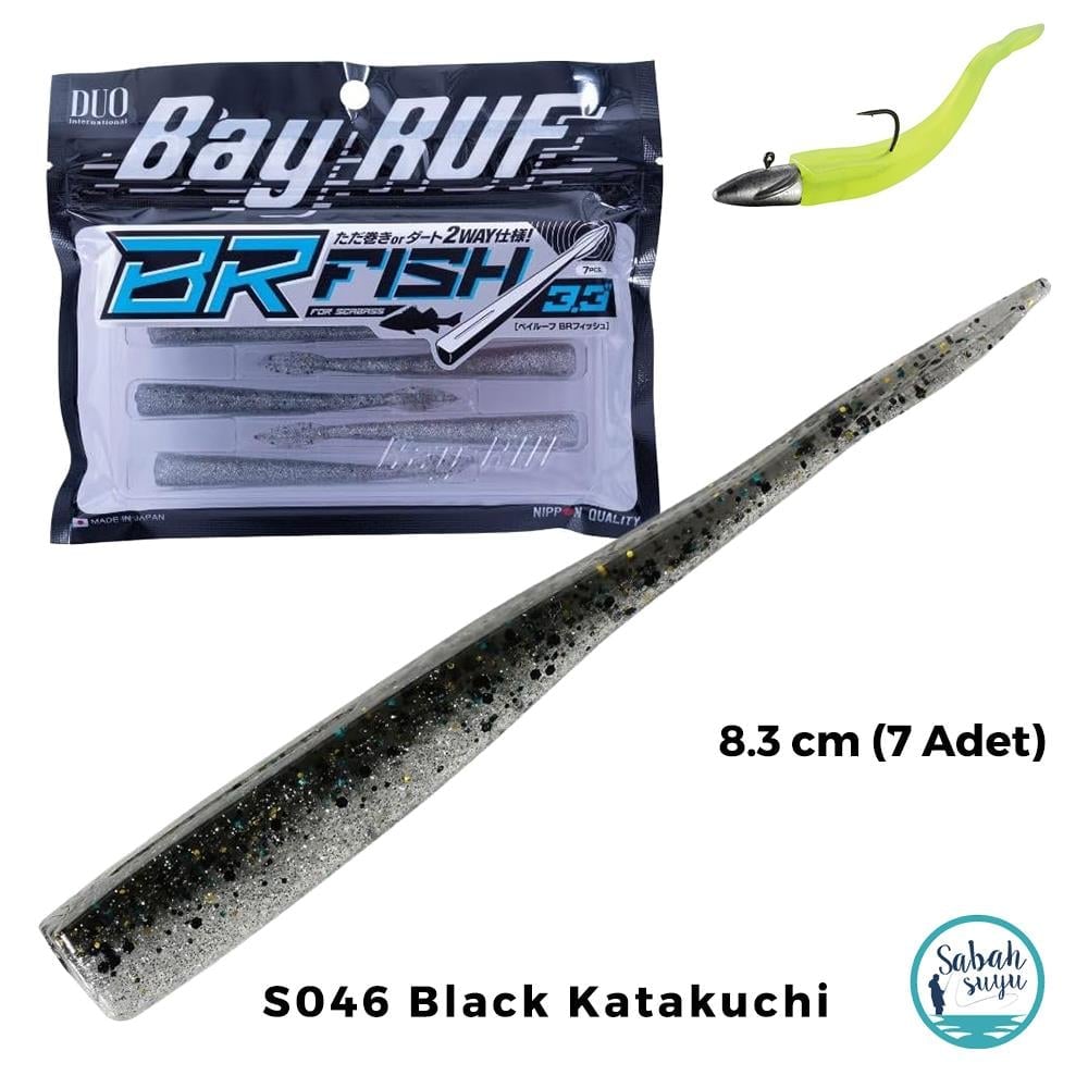 Duo Bay Ruf BR Fish 3.3 Silikon Kuyruk 8.3 cm S046 Black Katakuchi (7 Adet)