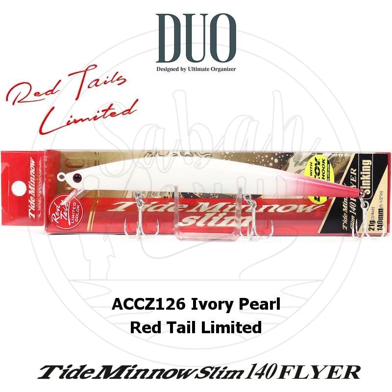Duo Tide Minnow Slim 140 FLYER ACCZ126 Ivory Pearl Red Tail Limited Sahte Balık