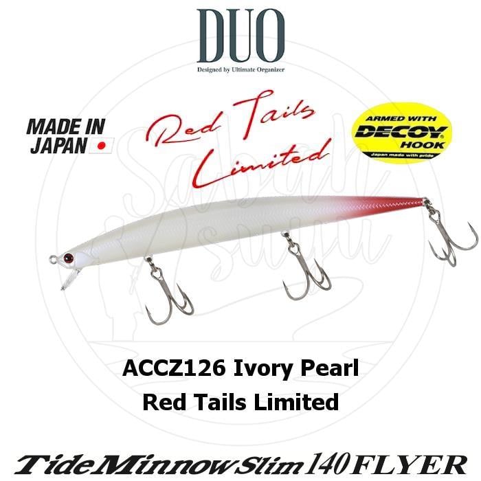 Duo Tide Minnow Slim 140 FLYER ACCZ126 Ivory Pearl Red Tail Limited Sahte Balık