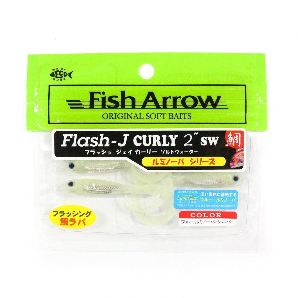 Fish Arrow Flash J Curly 5cm SW #145 Blue Luminova Glow Silver Silikon Balık (5 Adet)