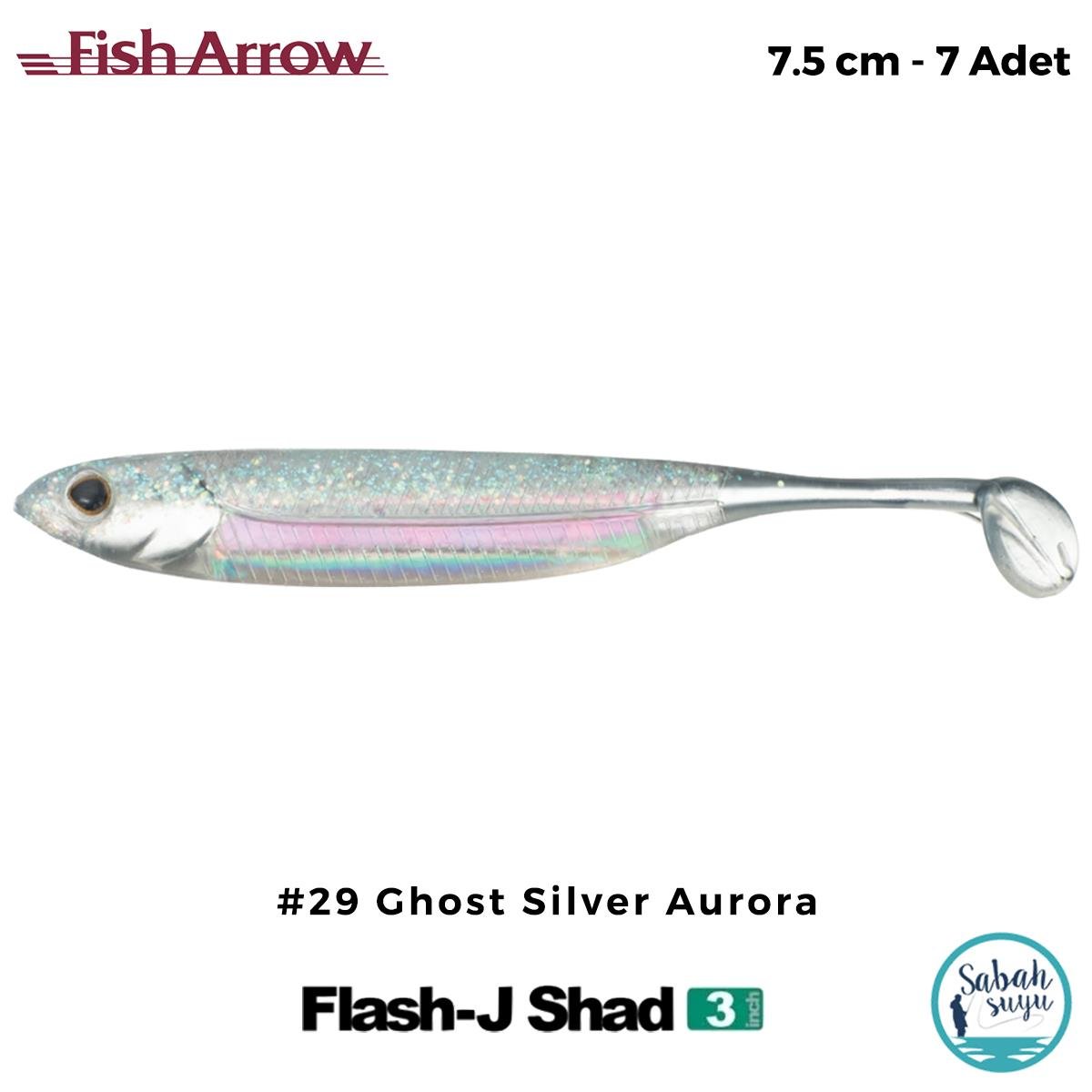 Fish Arrow Flash J Shad 7.5cm (3'') #29 Ghost Silver Aurora Silikon Balık (7 Adet)
