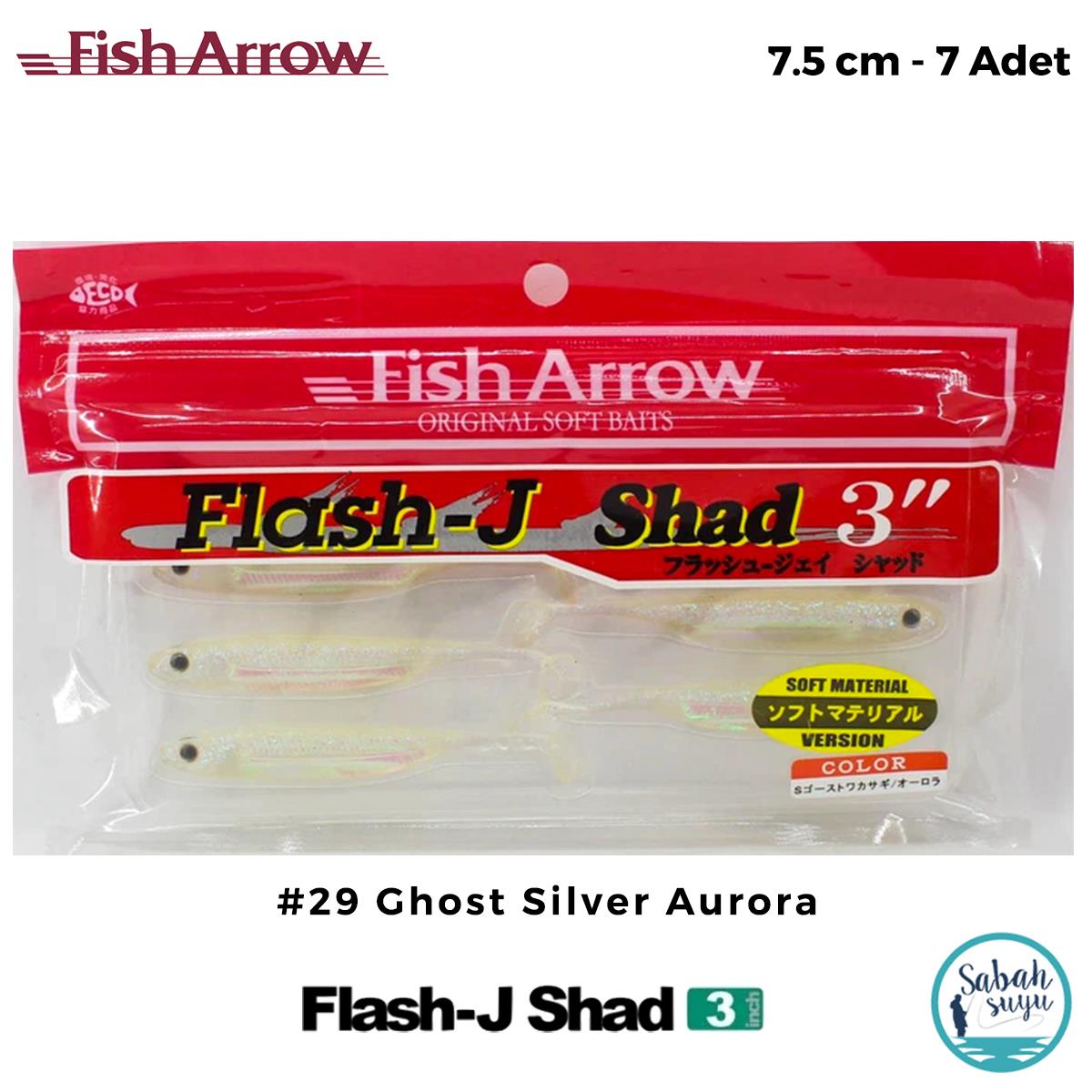 Fish Arrow Flash J Shad 7.5cm (3'') #29 Ghost Silver Aurora Silikon Balık (7 Adet)