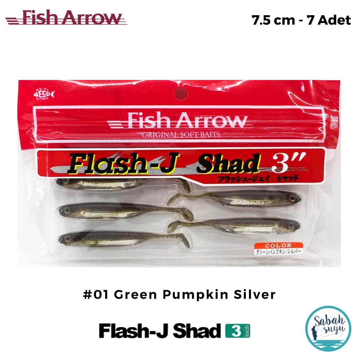 Fish Arrow Flash J Shad 7.5cm (3'') #01 Green Pumpkin Silver Silikon Balık (7 Adet)