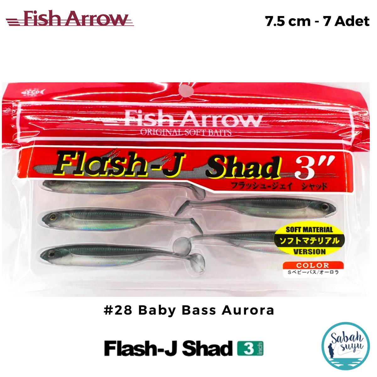 Fish Arrow Flash J Shad 7.5cm (3'') #28 Baby Bass Aurora Silikon Balık (7 Adet)