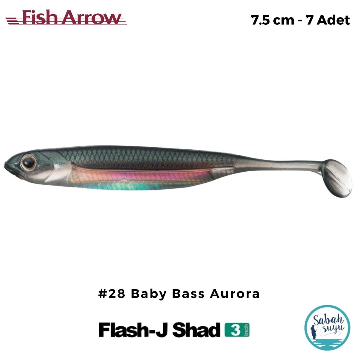 Fish Arrow Flash J Shad 7.5cm (3'') #28 Baby Bass Aurora Silikon Balık (7 Adet)