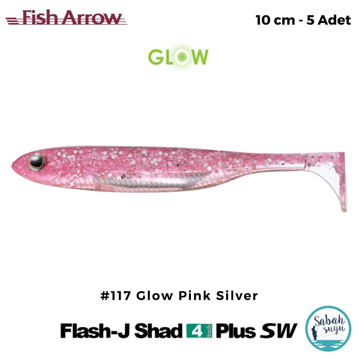 Fish Arrow Flash J Shad Plus SW 10cm (4'') #117 Glow Pink Silver Silikon Balık (5 Adet)