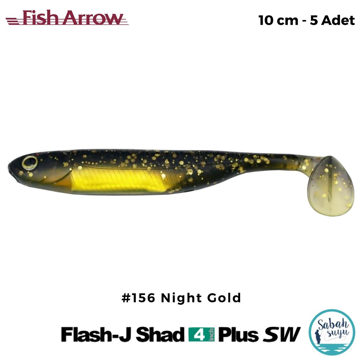 Fish Arrow Flash J Shad Plus SW 10cm (4'') #156 Night Gold Silikon Balık (5 Adet)