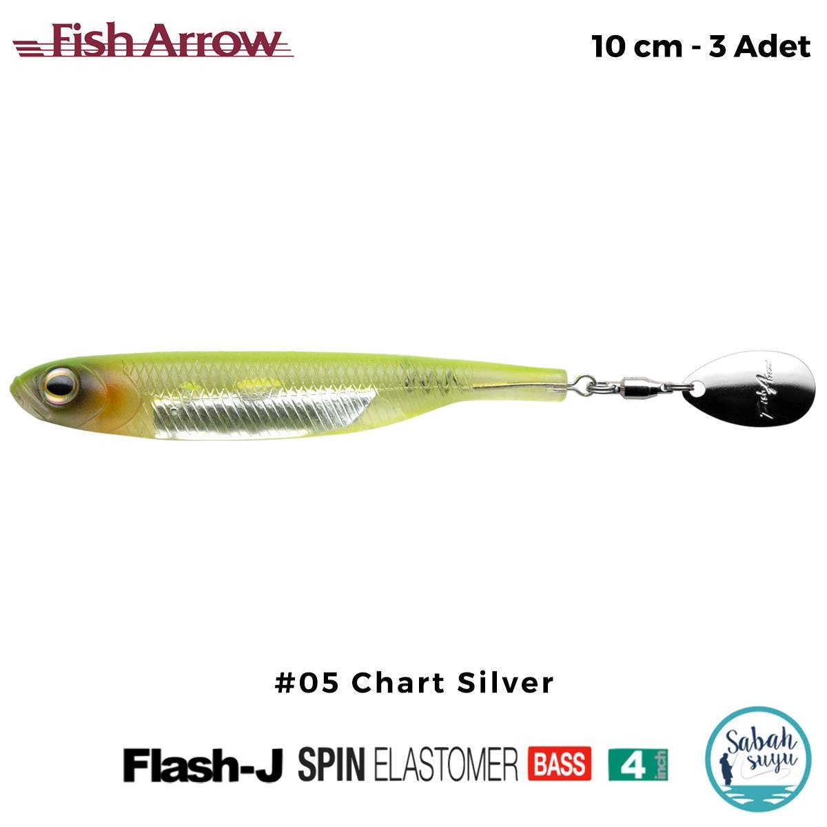 Fish Arrow Flash J Spin Elastomer 10cm (4'') #05 Chart Silver Silikon Balık (3 Adet)