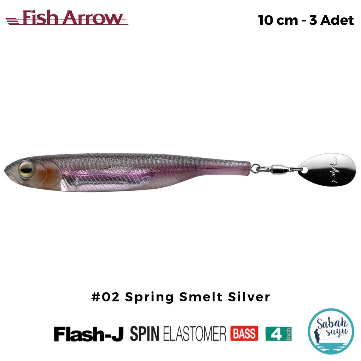 Fish Arrow Flash J Spin Elastomer 10cm (4'') #02 Spring Smelt Silver Silikon Balık (3 Adet)