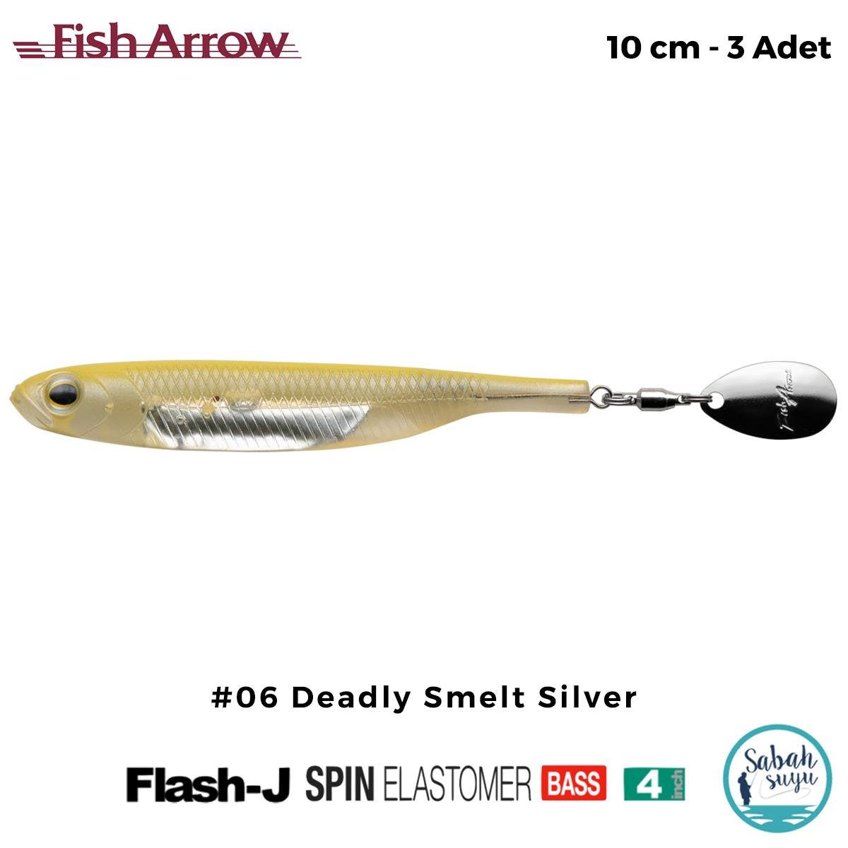 Fish Arrow Flash J Spin Elastomer 10cm (4'') #06 Deadly Smelt Silver Silikon Balık (3 Adet)