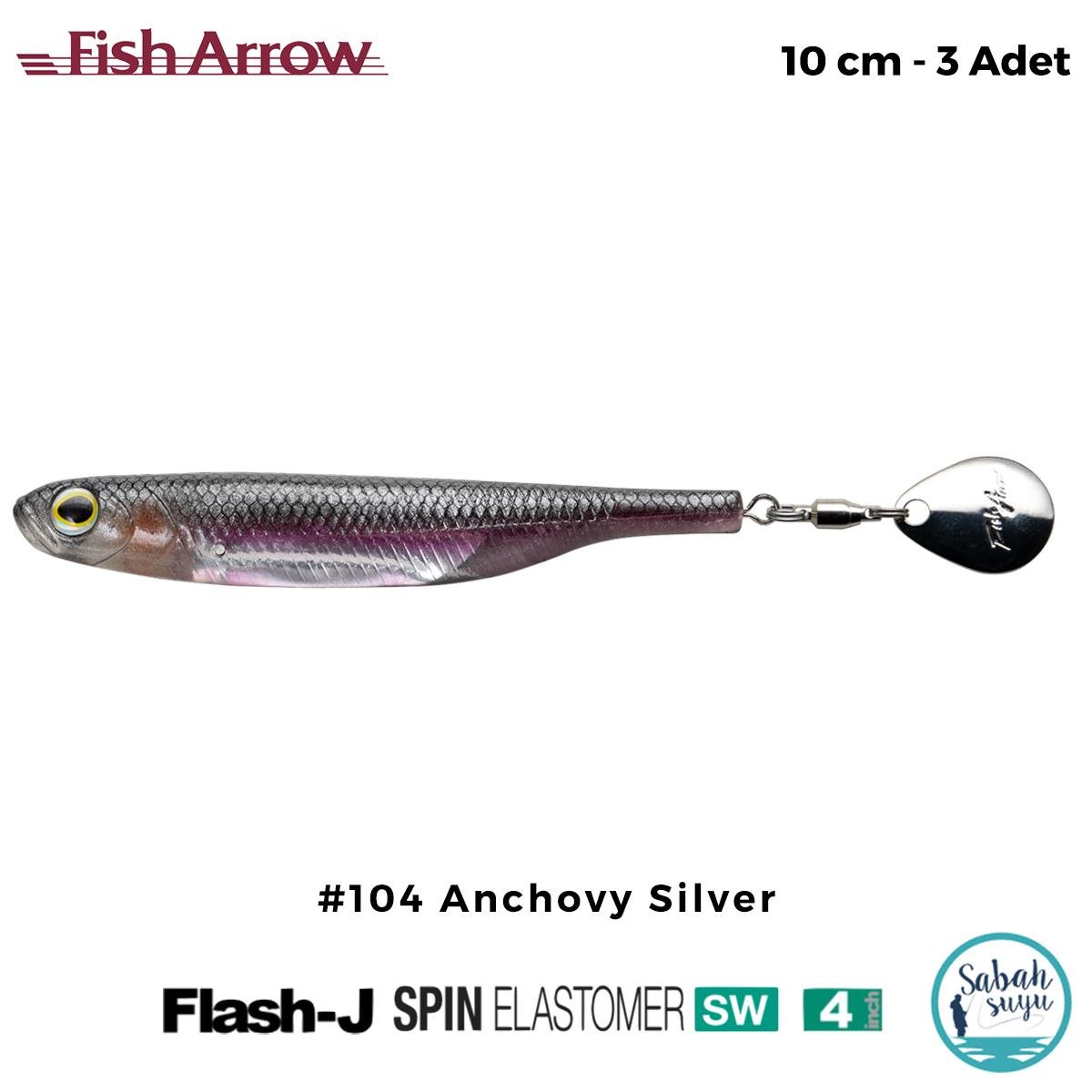 Fish Arrow Flash J Spin Elastomer SW 10cm (4'') #104 Anchovy Silver Silikon Balık (3 Adet)