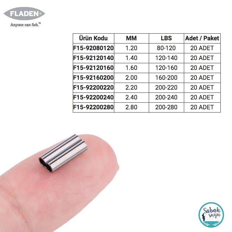 Fladen Çiftli Tel Sıkıştırma Burç 2.0mm 180-200lbs (20 Adet)