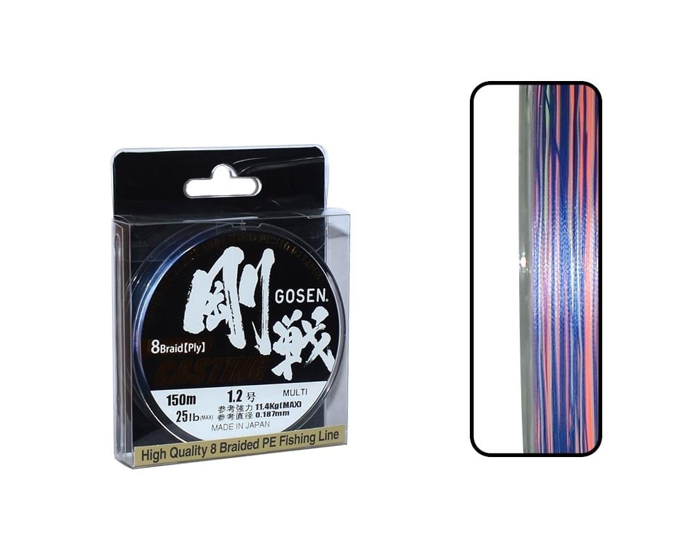 Gosen W8 Cast İp Misina 150m Multi PE 1.2 0.19mm 25lb/11.4kg