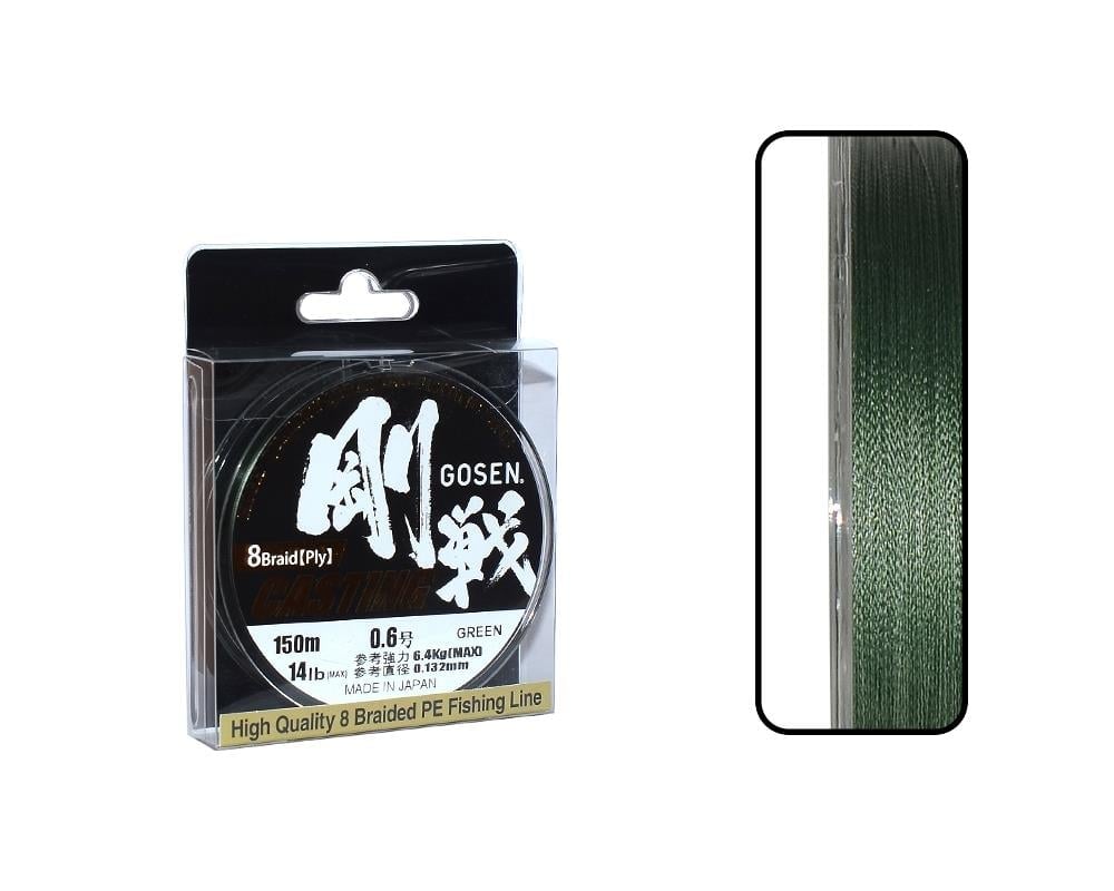 Gosen W8 Cast İp Misina 150m Yeşil PE 0.6 0.13mm 14lb/6.4kg