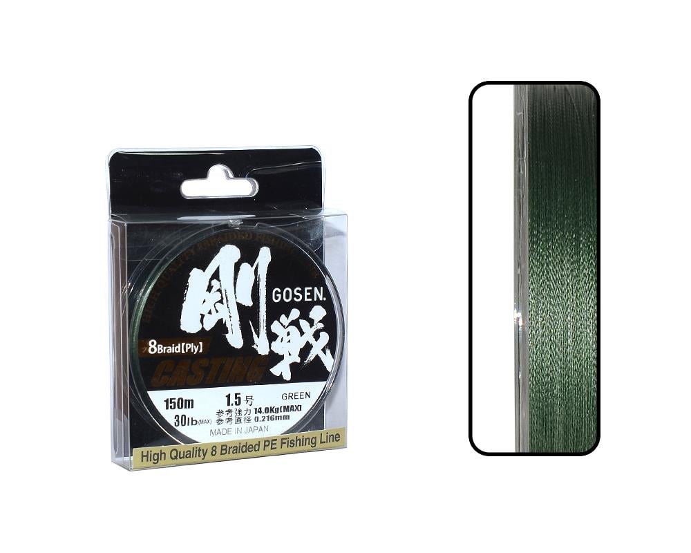 Gosen W8 Cast İp Misina 150m Yeşil PE 1.5 0.21mm 30lb/14kg