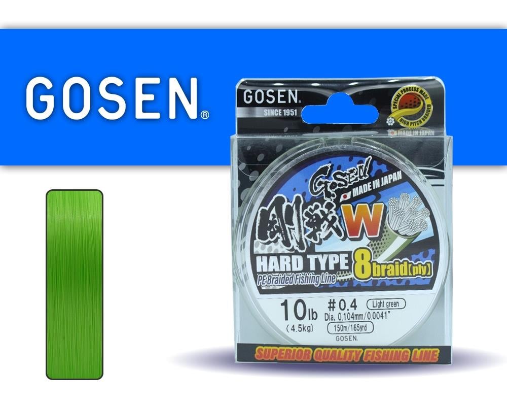 Gosen W8 Hard İp Misina 150m A.Yeşil PE 0.4 0.10mm 10lb/4.5kg