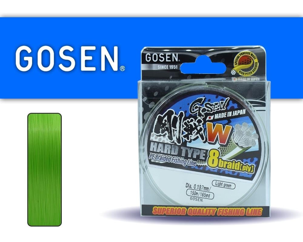Gosen W8 Hard İp Misina 150m A.Yeşil PE 1.2 0.19mm 25lb/11.4kg