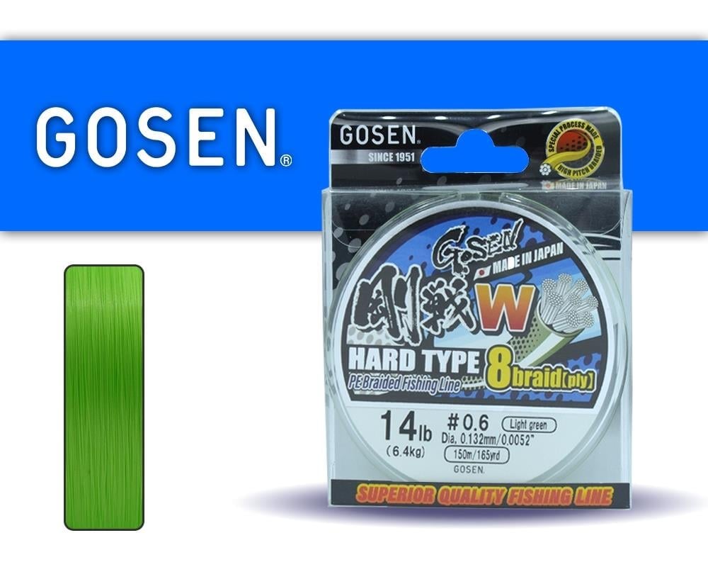 Gosen W8 Hard İp Misina 150m A.Yeşil PE 0.6 0.13mm 14lb/6.4kg