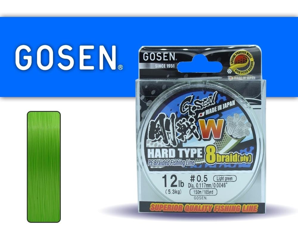 Gosen W8 Hard İp Misina 150m A.Yeşil PE 0.5 0.12mm 12lb/5.5kg