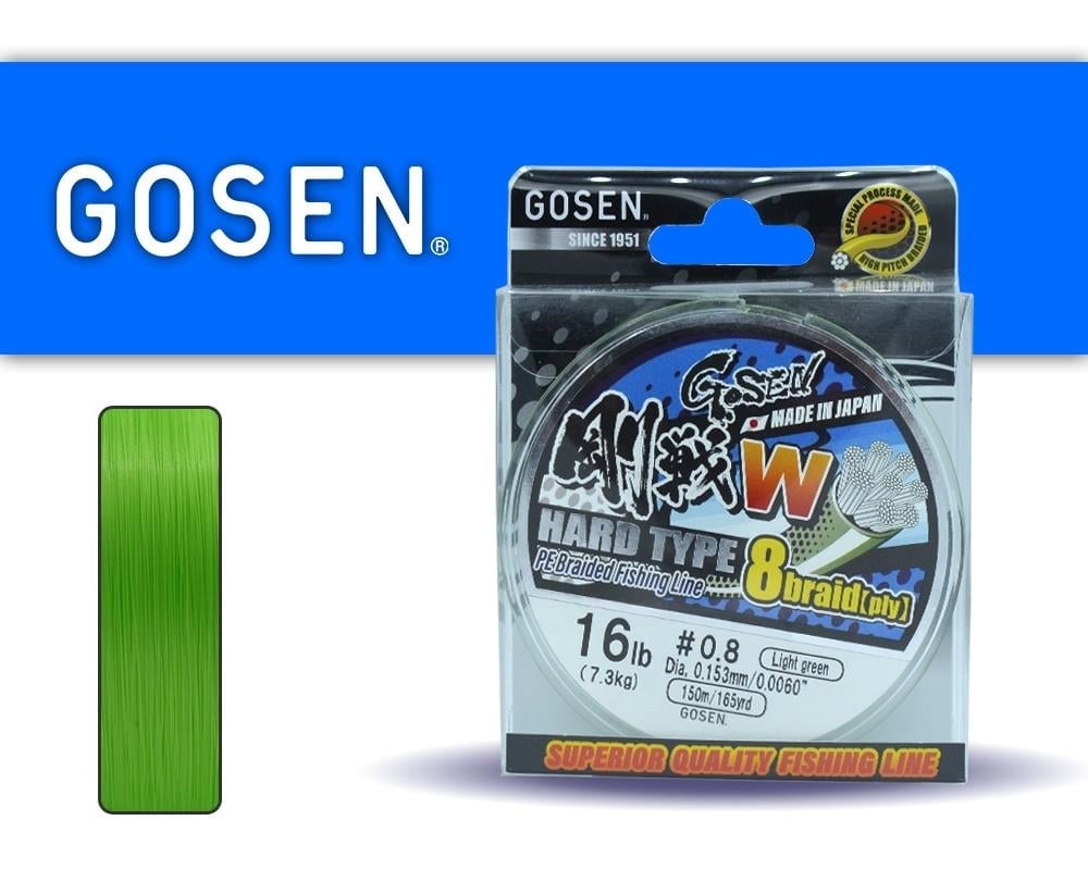 Gosen W8 Hard İp Misina 150m A.Yeşil PE 0.8 0.15mm 16lb/7.3kg