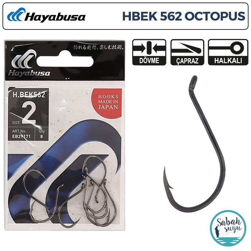 Hayabusa HBEK 562 Octopus Delikli İğne Siyah #2 (8 Adet)