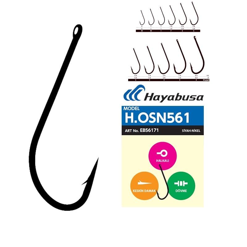 Hayabusa HSON 561 Delikli Uzun Pala İğne Siyah #3/0