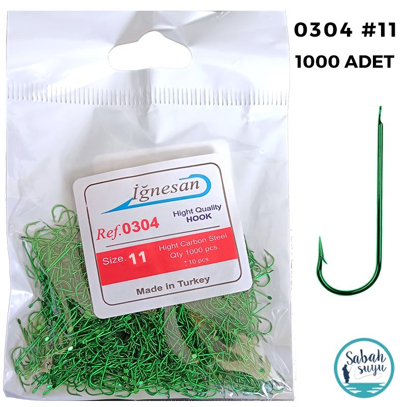 İğnesan 0304 Düz Çapari İğnesi #11 Yeşil (1000 Adet)
