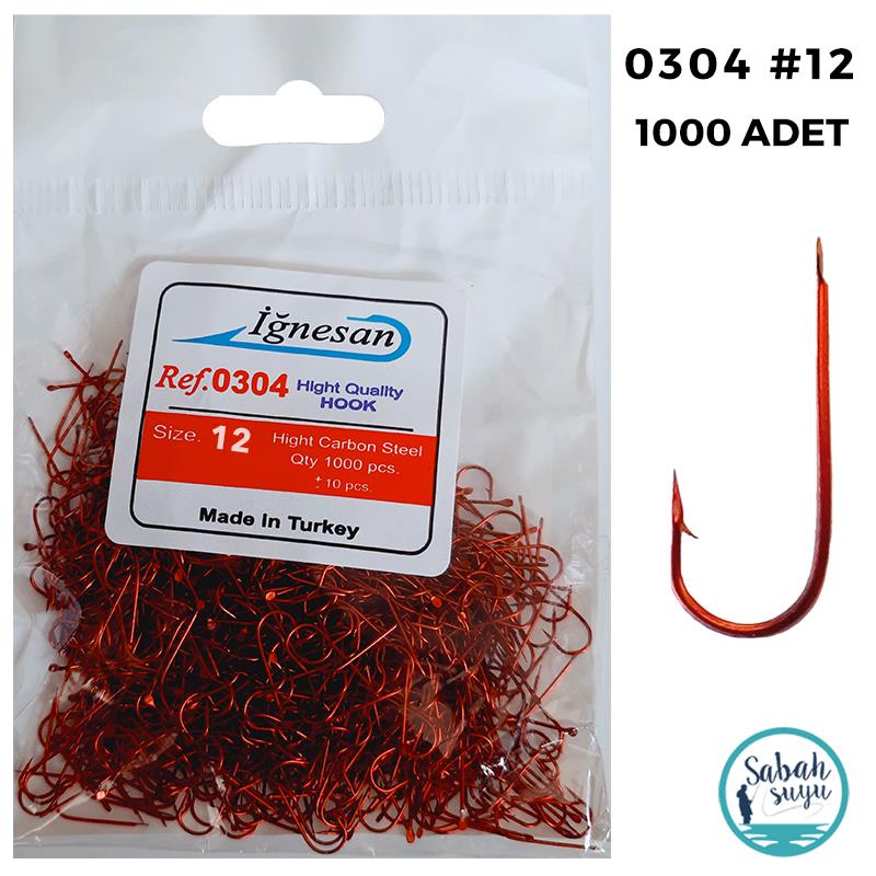 İğnesan 0304 Düz Çapari İğnesi #12 Kırmızı (1000 Adet)